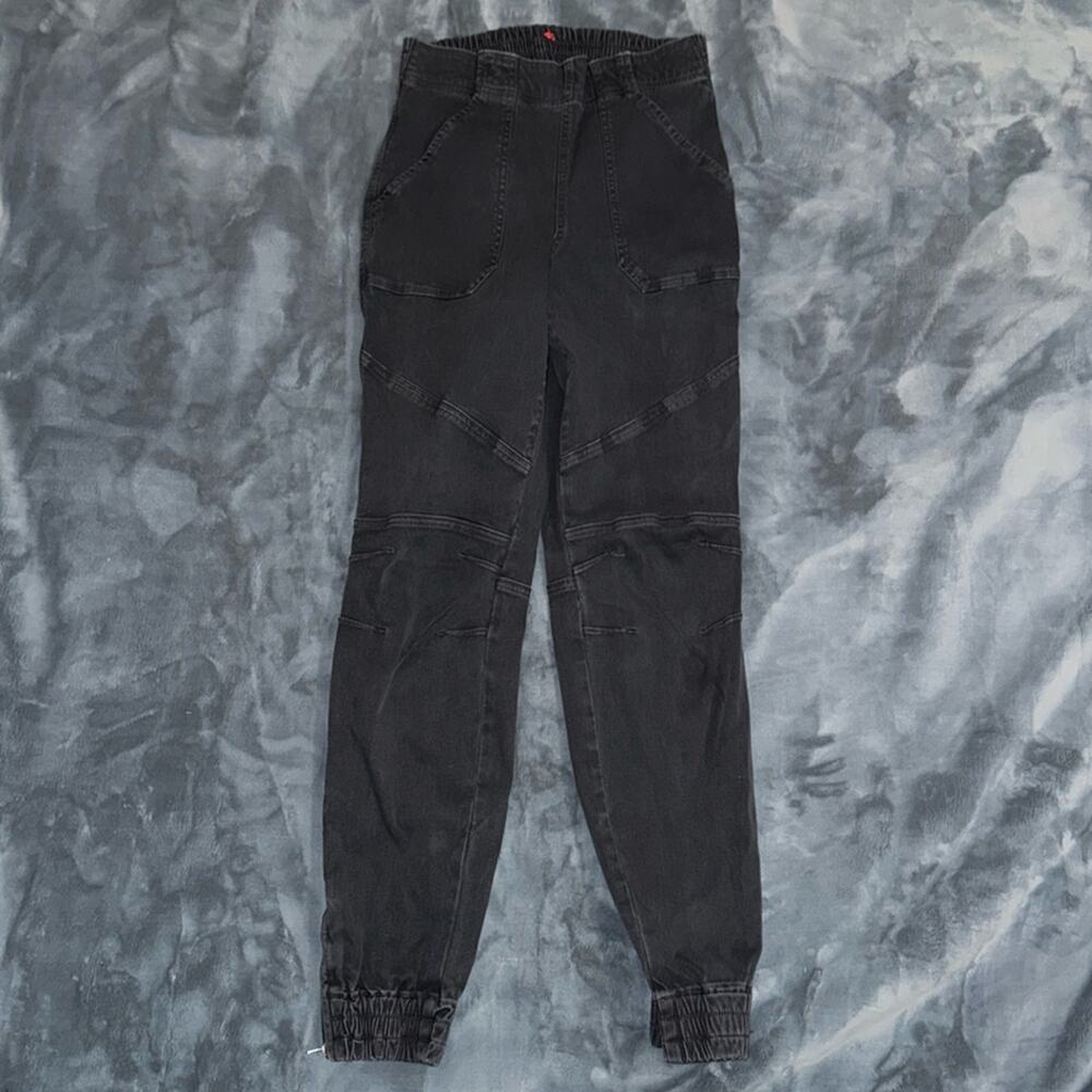 SPANX Women's Stretch Twill Jogger Pants Washed Black/Gray Size XS